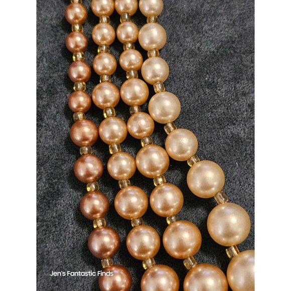 Vintage Multistrand Faux Pearl Necklace With Adjustable Clasp Made In Japan 18"- - Picture 2 of 14
